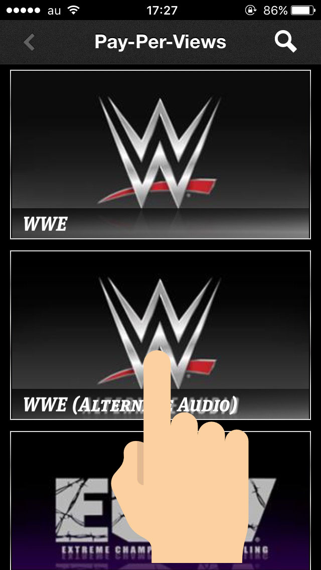 「WWE(ALTERNATE AUDIO)」をタップ